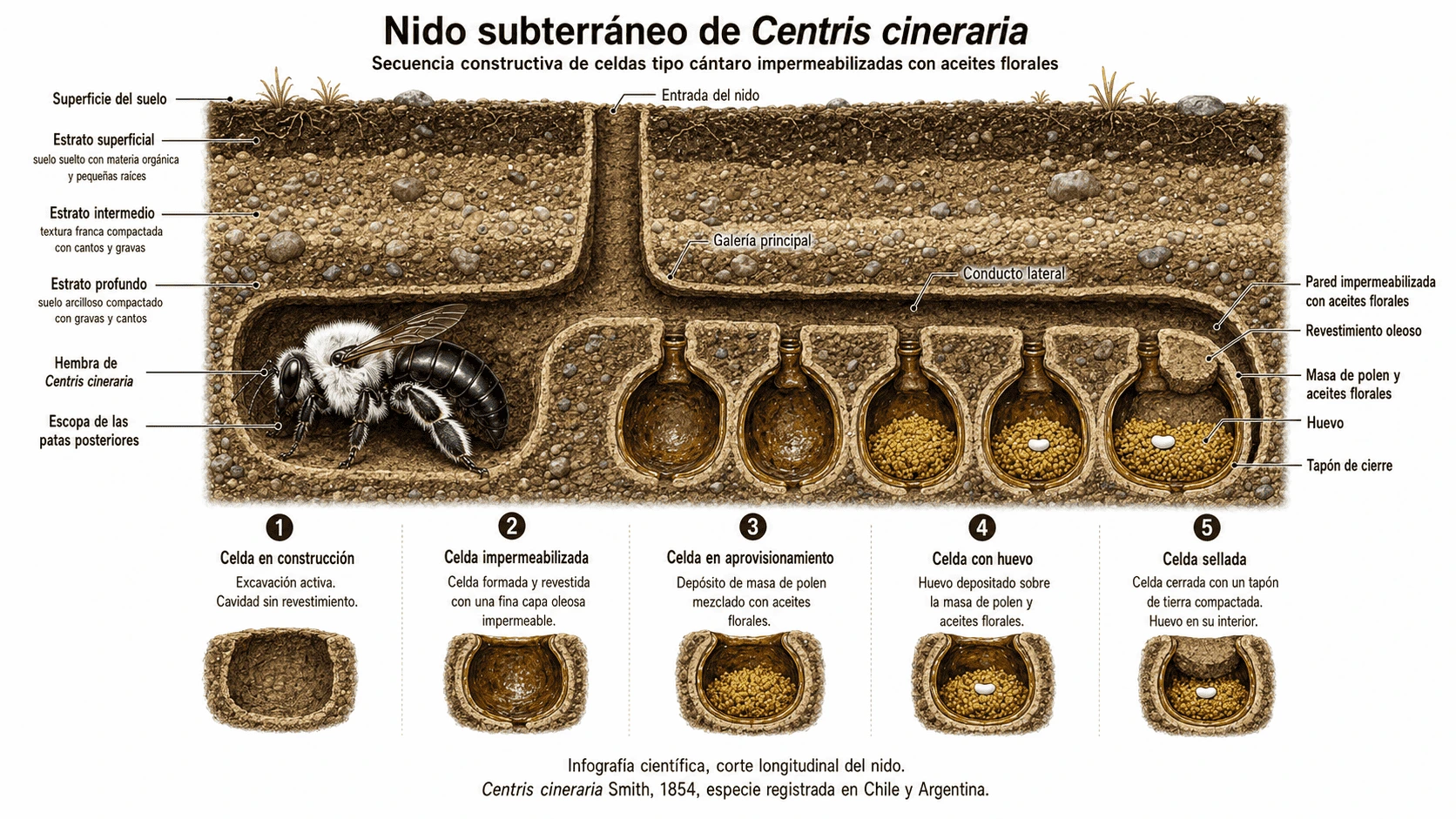 Reconstrucción educativa asociada a Centris cineraria y a la biología general de abejas aceiteras