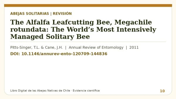 Título y DOI del estudio: The Alfalfa Leafcutting Bee, Megachile rotundata: The World’s Most Intensively Managed Solitary Bee