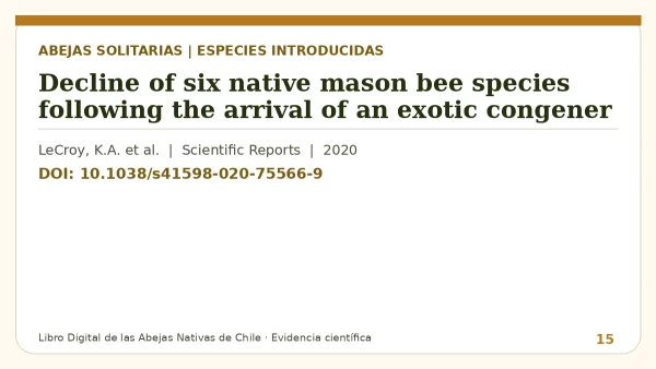 Título y DOI del estudio: Decline of six native mason bee species following the arrival of an exotic congener