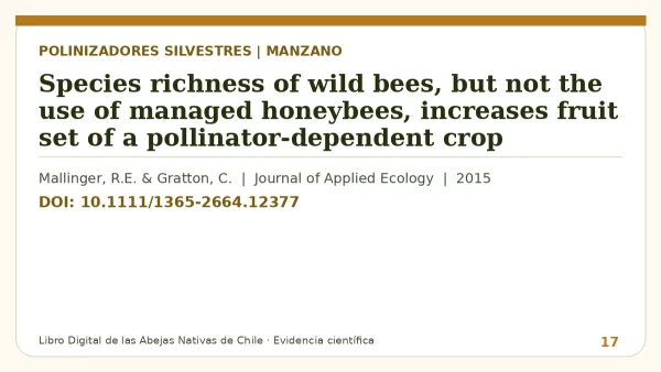 Título y DOI del estudio: Species richness of wild bees, but not the use of managed honeybees, increases fruit set of a pollinator-dependent crop