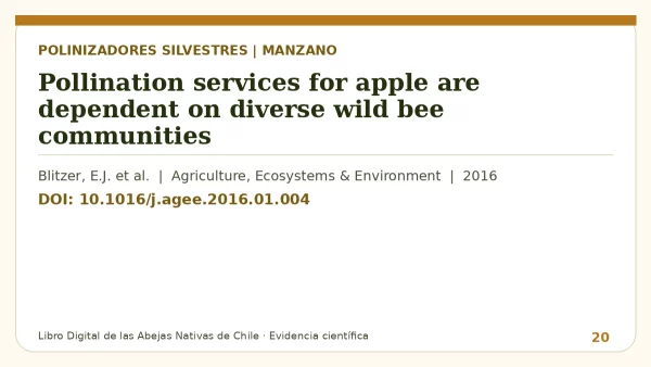 Título y DOI del estudio: Pollination services for apple are dependent on diverse wild bee communities