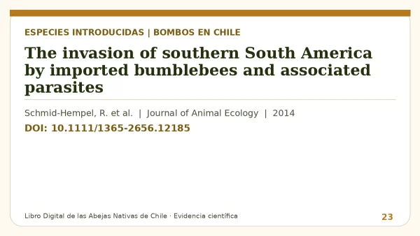 Título y DOI del estudio: The invasion of southern South America by imported bumblebees and associated parasites