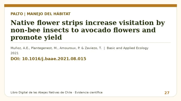 Título y DOI del estudio: Native flower strips increase visitation by non-bee insects to avocado flowers and promote yield